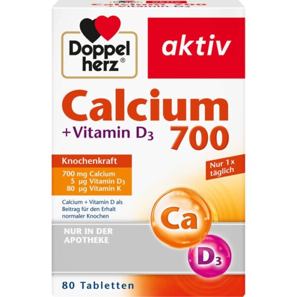 DOPPELHERZ Calcium 700+Vitamin D3 Tabletten 80 St.