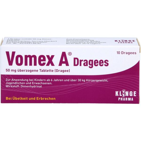 VOMEX A Dragees 50 mg überzogene Tabletten 10 St.