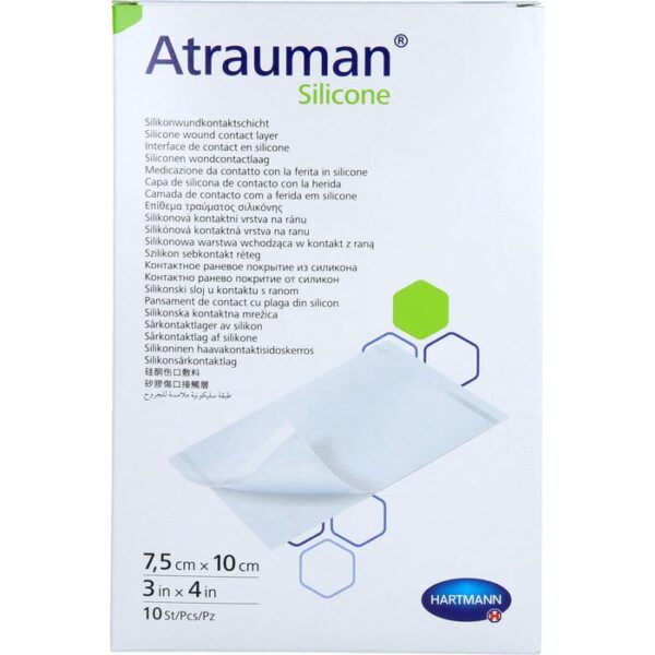 ATRAUMAN Silicone steril 7,5x10 cm Kompressen 10 St.