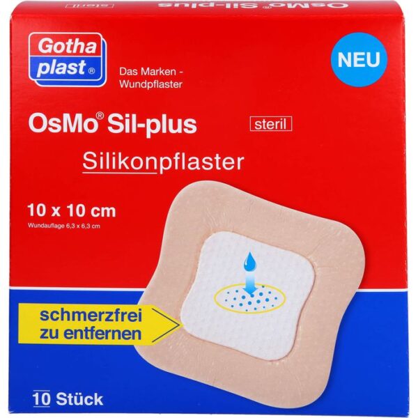 OSMO SIL-plus Silikonpflaster 10x10 cm steril 10 St.