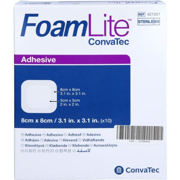 FOAM LITE ConvaTec adhäsiv PU-Schaumverb.8x8 cm 10 St.