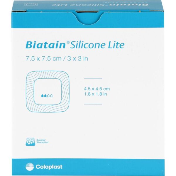 BIATAIN Silicone Lite Schaumverband 7,5x7,5 cm 10 St.