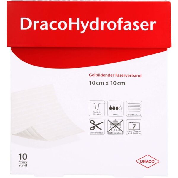 DRACOHYDROFASER 10x10 cm gelbildender Faserverband 10 St.