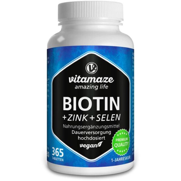 BIOTIN 10 mg hochdosiert+Zink+Selen Tabletten 365 St.