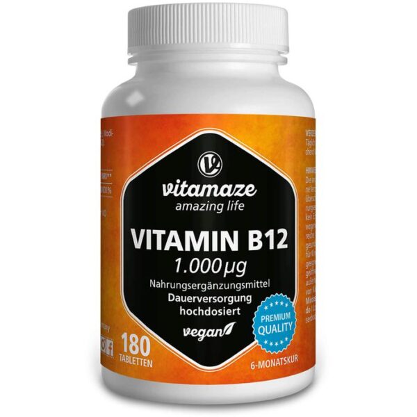 VITAMIN B12 1000 µg hochdosiert vegan Tabletten 180 St.