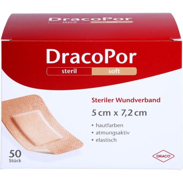 DRACOPOR Wundverband 5x7,2 cm steril hautfarben 50 St.