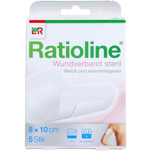 RATIOLINE Wundverband 10x8 cm steril 5 St.