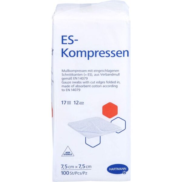 ES-KOMPRESSEN unsteril 7,5x7,5 cm 12fach 100 St.