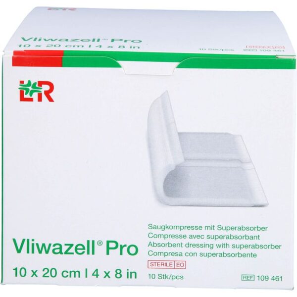 VLIWAZELL Pro superabsorb.Kompr.steril 10x20 cm 10 St.