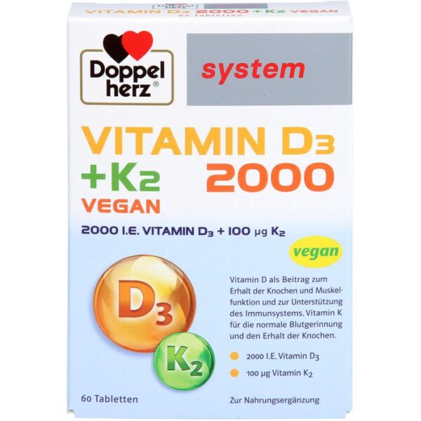 DOPPELHERZ Vitamin D3 2000+K2 system Tabletten 60 St.