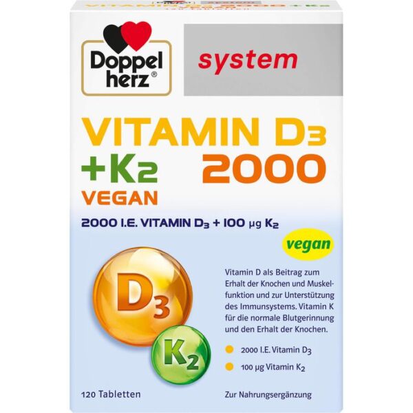 DOPPELHERZ Vitamin D3 2000+K2 system Tabletten 120 St.