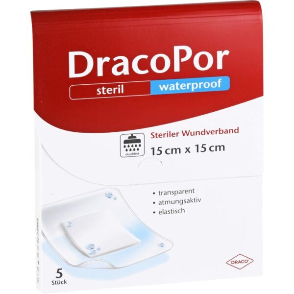 DRACOPOR waterproof Wundverband 15x15 cm steril 5 St.