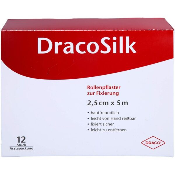 DRACOSILK Rollenpflaster 2,5 cmx5 m o.Schutzring 12 St.