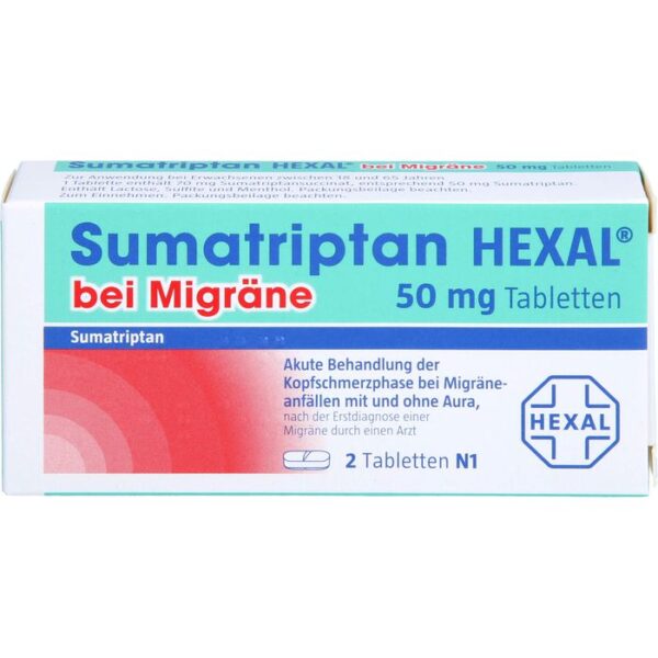 SUMATRIPTAN HEXAL bei Migräne 50 mg Tabletten 2 St.