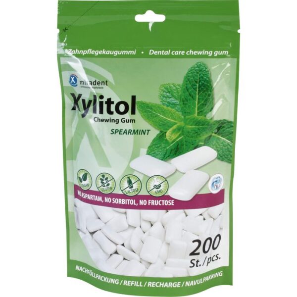 MIRADENT Xylitol Chewing Gum Spearmint Ref. 200 St.