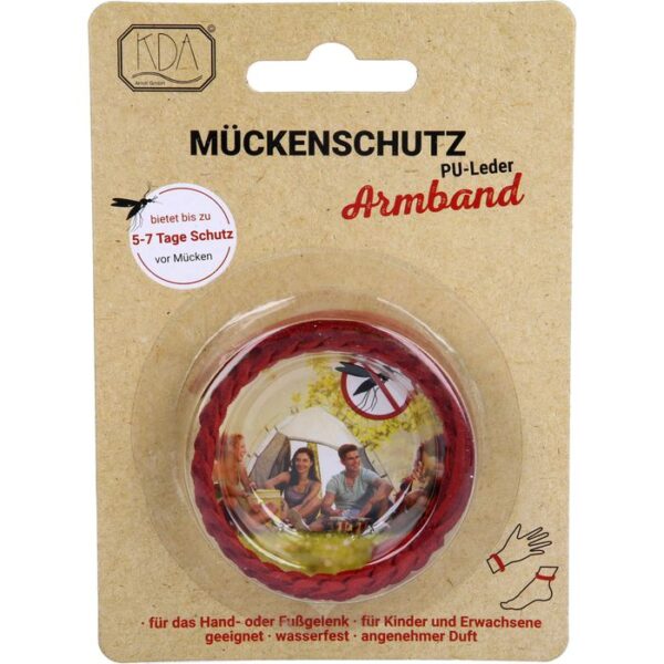 MÜCKENSCHUTZ Armband PU-Leder rot KDA 1 St.