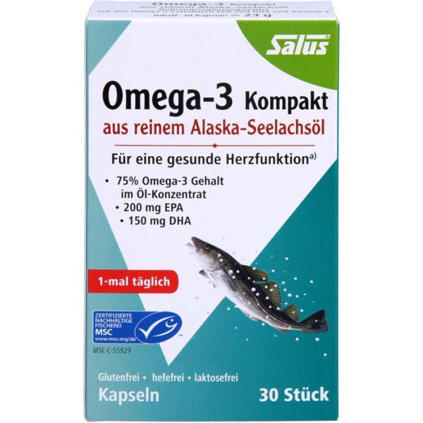 OMEGA-3 KOMPAKT aus reinem Alaska-Seelachsöl Salus 30 St.