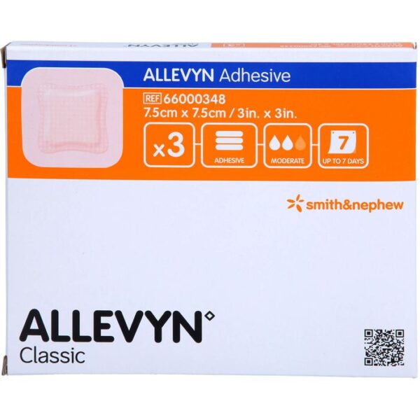 ALLEVYN Adhesive 7,5x7,5 cm haftende Wundauflage 3 St.