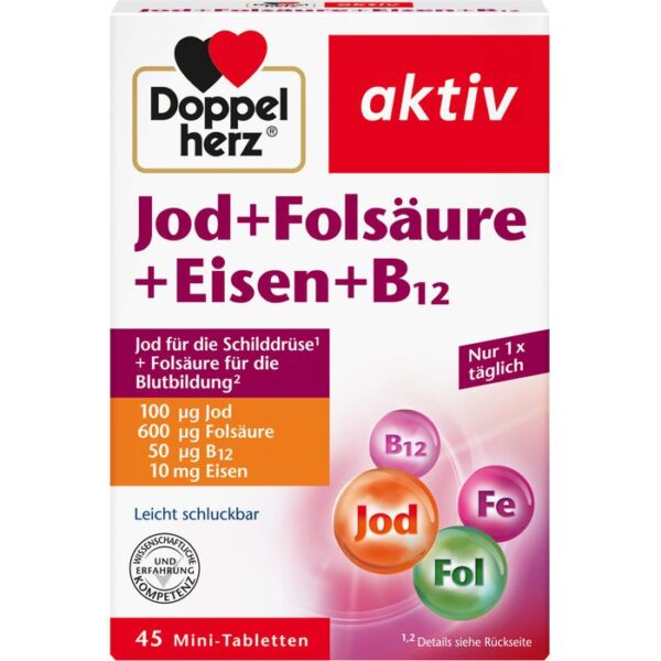 DOPPELHERZ Jod+Folsäure+Eisen+B12 Tabletten 45 St.