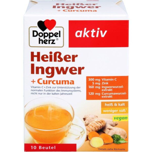 DOPPELHERZ heißer Ingwer+Curcuma Beutel 10 St.