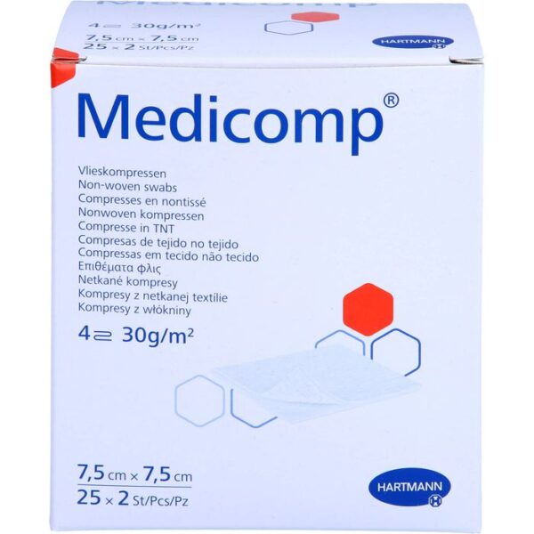 MEDICOMP Vlieskomp.steril 7,5x7,5 cm 4lagig 50 St.