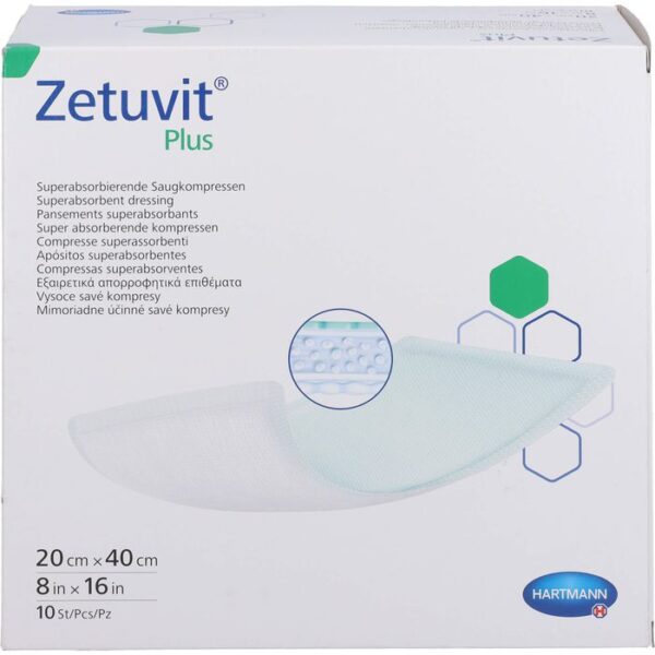 ZETUVIT Plus extrastarke Saugkompr.steril 20x40 cm 10 St.