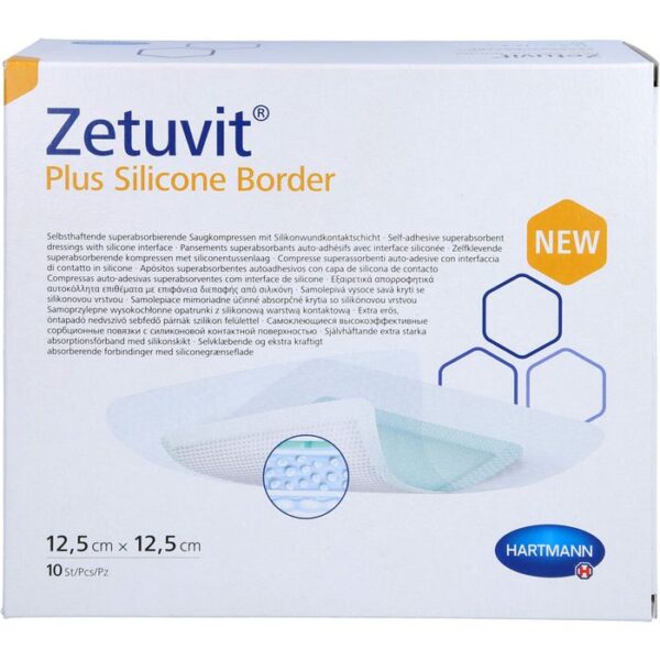 ZETUVIT Plus Silicone Border steril 12,5X12,5 cm 10 St.