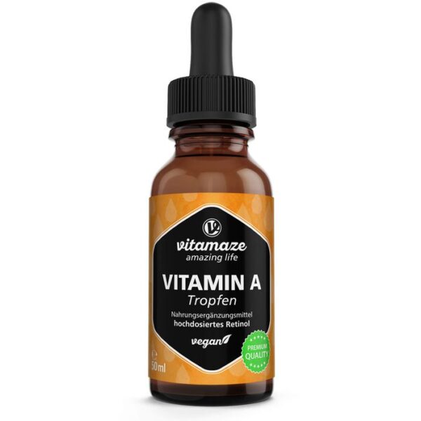 VITAMIN A 500 µg hochdosiert vegan Tropfen 50 ml