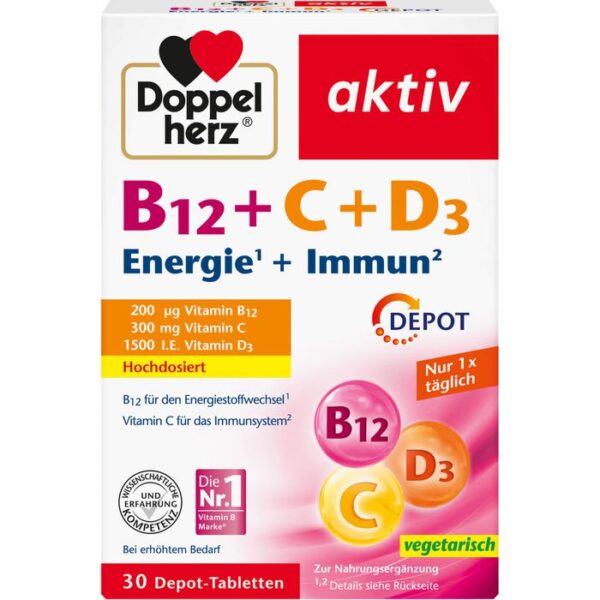 DOPPELHERZ B12+C+D3 Depot aktiv Tabletten 30 St.