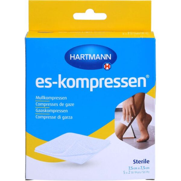 ES-KOMPRESSEN steril 7,5x7,5 cm 8fach 17fädig 10 St.