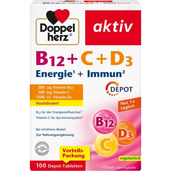 DOPPELHERZ B12+C+D3 Depot aktiv Tabletten 100 St.