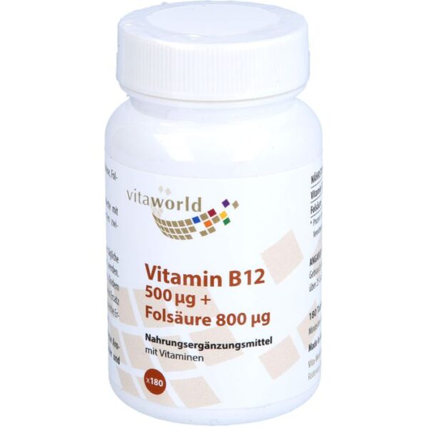 VITAMIN B12 500 µg+Folsäure 800 µg Tabletten 180 St.