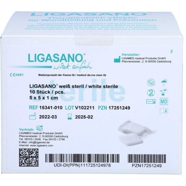 LIGASANO weiß Verband 1x5x5 cm steril 10 St.