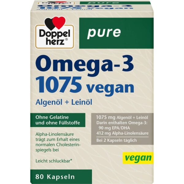 DOPPELHERZ Omega-3 1075 vegan pure Kapseln 80 St.