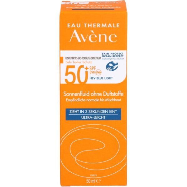 AVENE Sonnenfluid SPF 50+ ohne Duftstoffe 50 ml