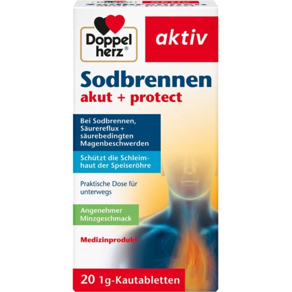 DOPPELHERZ Sodbrennen akut+protect Kautabletten 20 St.