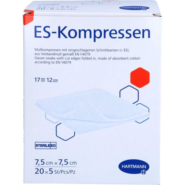 ES-KOMPRESSEN steril 7,5x7,5 cm Großpackung 100 St.