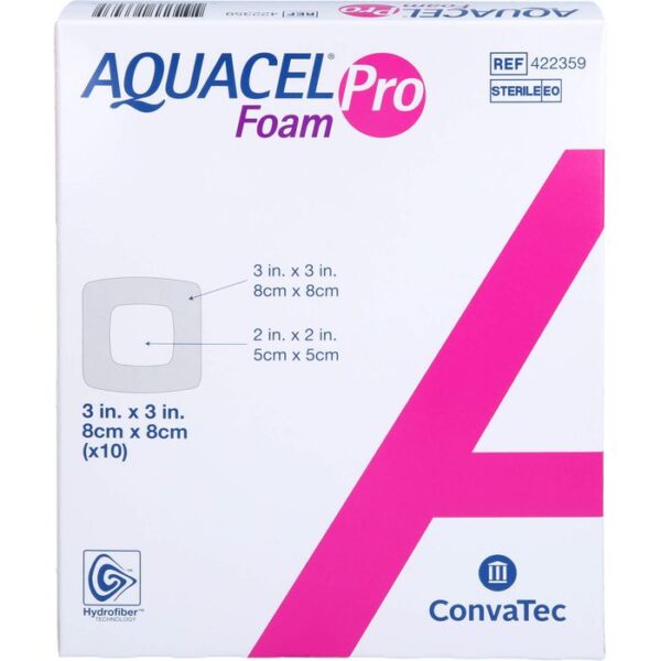 AQUACEL Foam Pro 8x8 cm Hydrofiber Schaumverband 10 St.