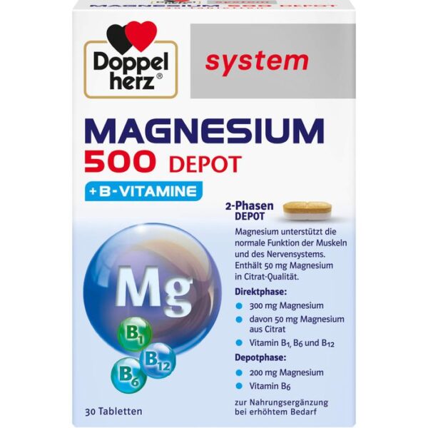 DOPPELHERZ Magnesium 500 Depot system Tabletten 30 St.