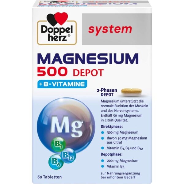 DOPPELHERZ Magnesium 500 Depot system Tabletten 60 St.