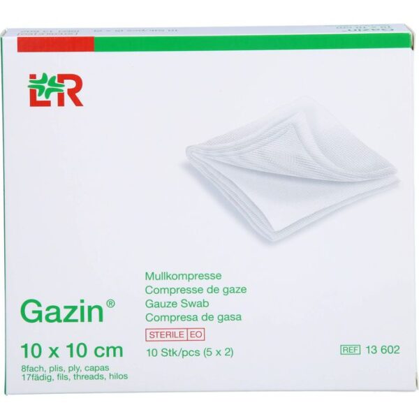 GAZIN Mullkomp.10x10 cm steril 8fach 10 St.