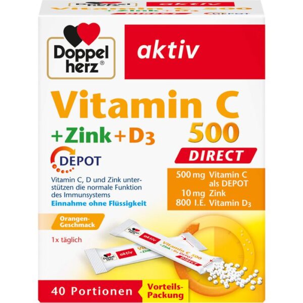 DOPPELHERZ Vitamin C 500+Zink+D3 Depot DIRECT Pel. 40 St.