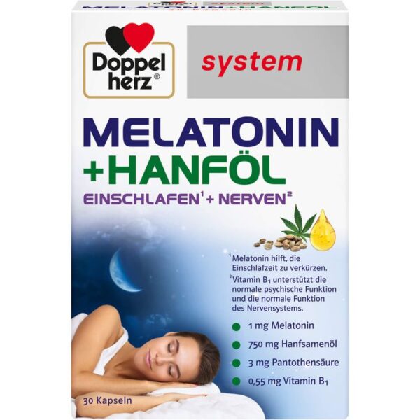 DOPPELHERZ Melatonin+Hanföl system Kapseln 30 St.