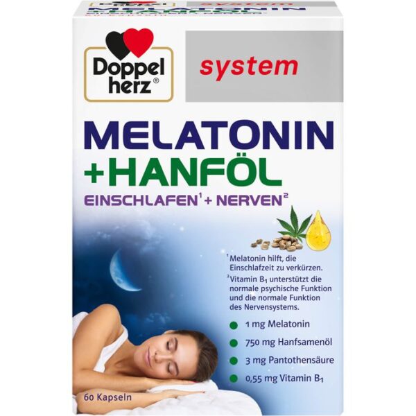 DOPPELHERZ Melatonin+Hanföl system Kapseln 60 St.