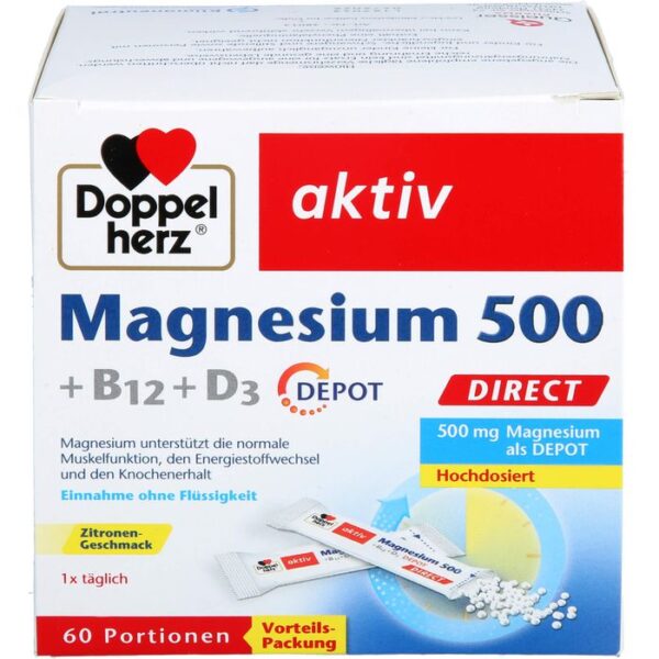 DOPPELHERZ Magnesium 500+B12+D3 Depot DIRECT Pell. 60 St.