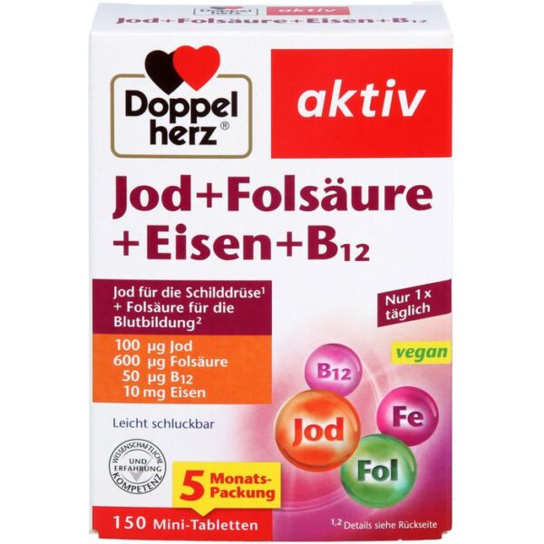 DOPPELHERZ Jod+Folsäure+Eisen+B12 Tabletten 150 St.