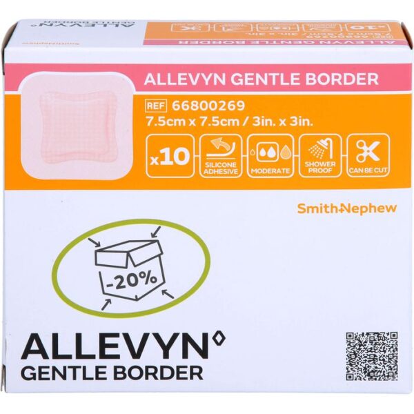 ALLEVYN Gentle Border 7,5x7,5 cm Schaumverb. 10 St.