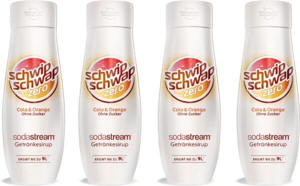 SodaStream Getränke-Sirup, SchwipSchwap (Cola & Orange), ohne Zucker, (4 Flaschen), für bis zu 9 Liter Fertiggetränk