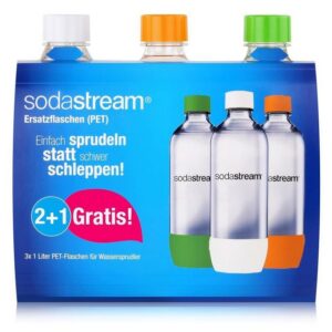 SodaStream Trinkflasche SodaStream PET Ersatz-Flaschen 2+1 orange/grün/weiß 3x1 Liter