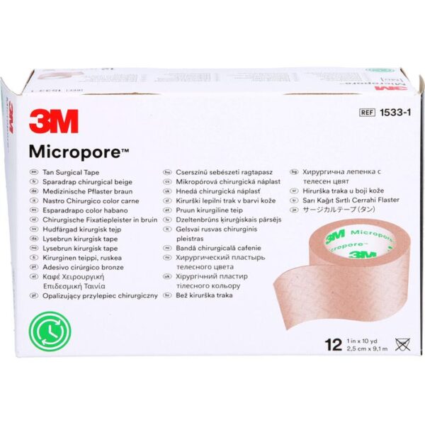 MICROPORE Vliespfl.2,5 cmx9,1 m haut 1533-1 12 St.